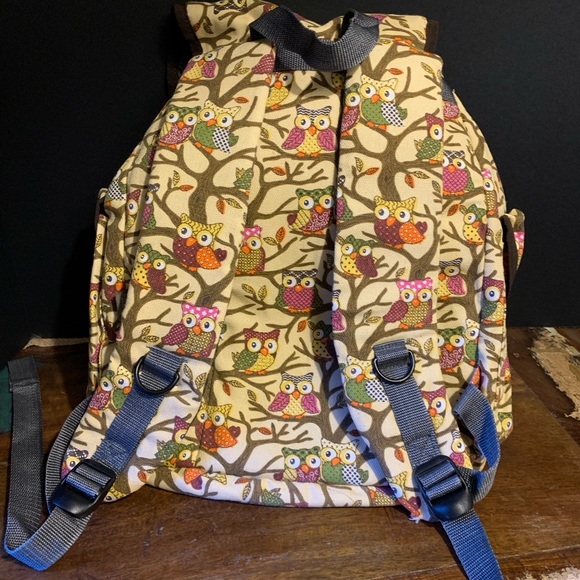 EastWest Owl print canvas Backpack - Picture 2 of 5